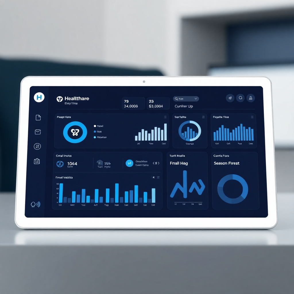 modern healthcare dashboard interface on a tablet